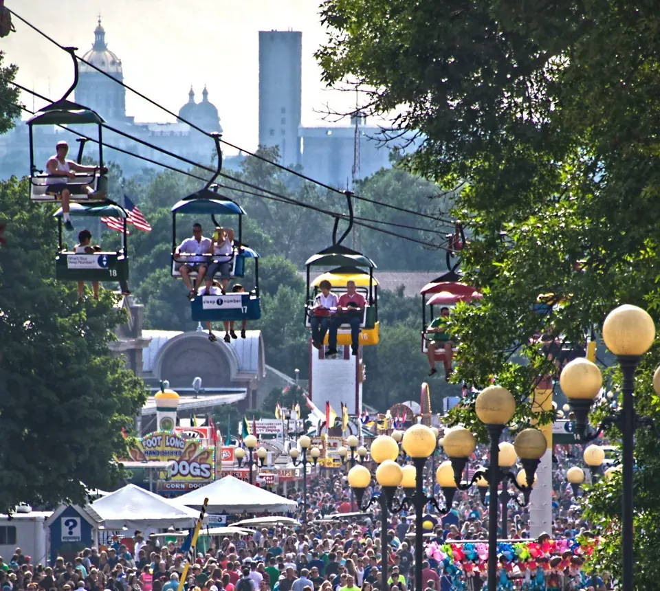 Taken on Saturday Aug , 2014 - the Iowa State Fair (ISF) - gets under way with a huge crowd flooding one of the main streets of the fairgrou — Des Moines, IA