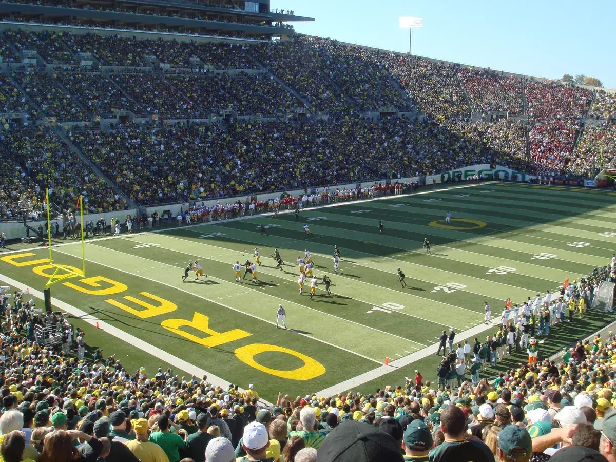 Autzen Stadium, home of theUniversity of Oregon Ducks football, during the 2007 season game between the USC Trojans and the Ducks; it was th — Eugene, OR