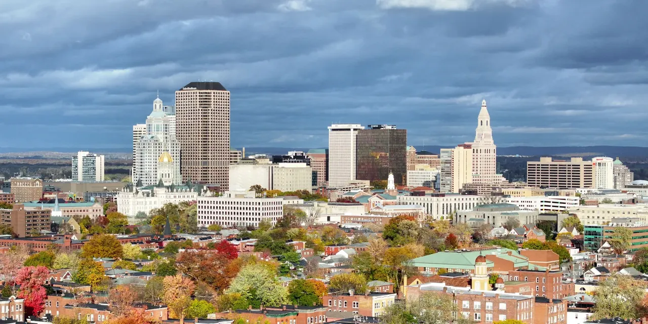 The skyline of Hartford, Connecticut's capital city with a population of 121,000 — Hartford, CT