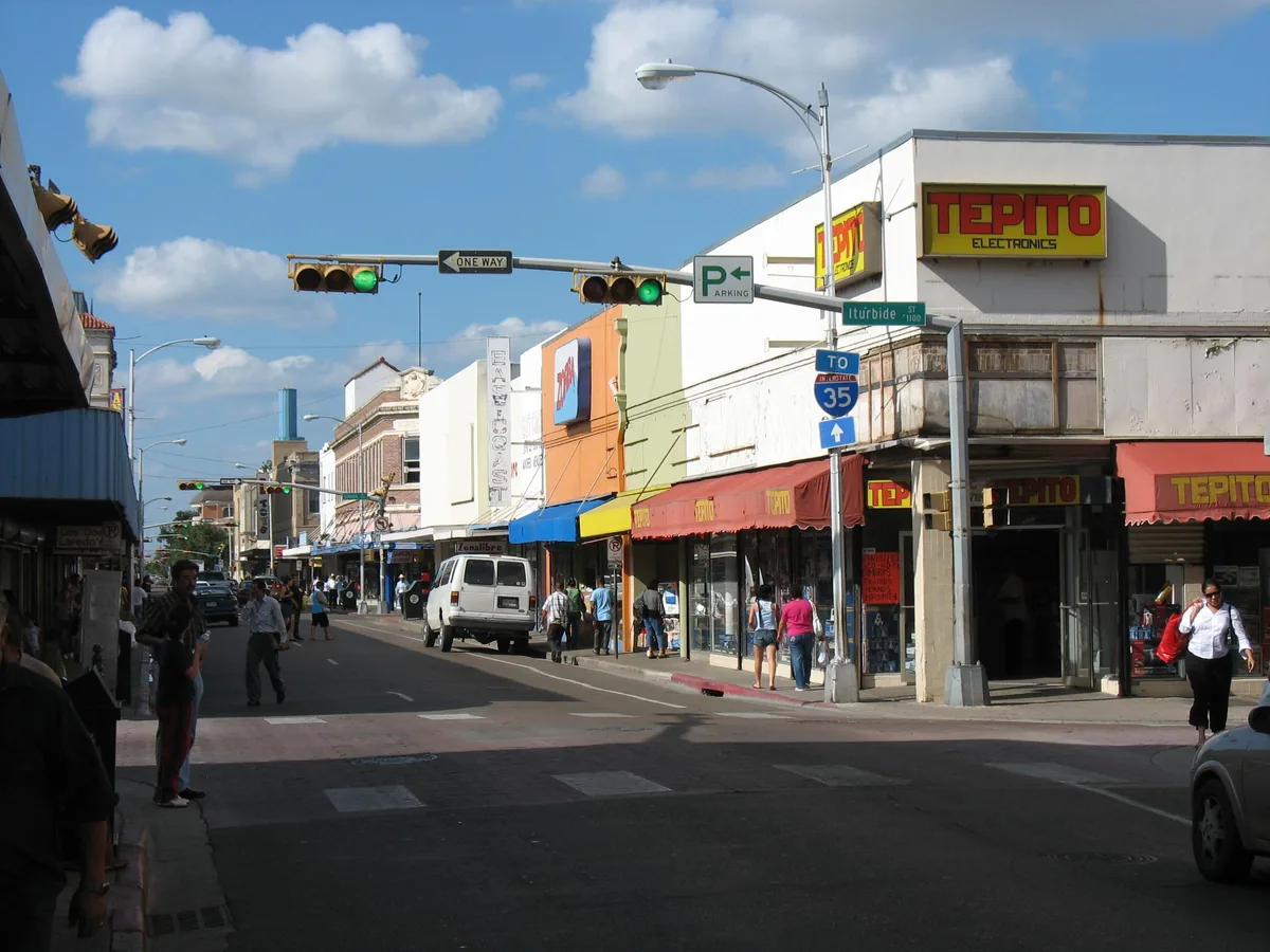 Downtown Laredo at the intersection of Covent and Iturbide Streets.